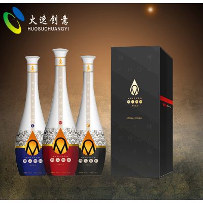 火速包装高档酒盒包装定制设计 晶白料白酒瓶设计批发