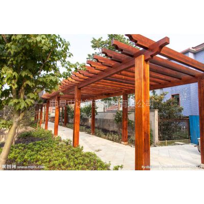 供应优质户外水泥防腐木长廊 仿古花架