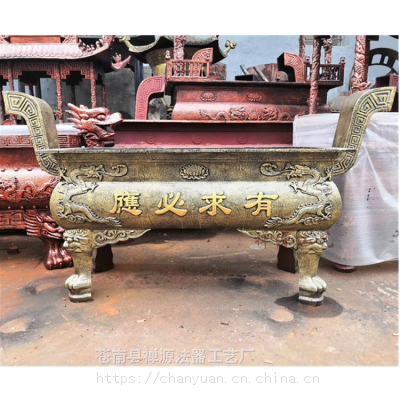 厂家直销长方形铸铁四方鼎宗祠香炉_禅源法器耐高温香炉