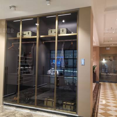 佛山镁森铝业 定制意式极简轻奢20窄边铝框门 衣柜橱柜铝框玻璃门高端