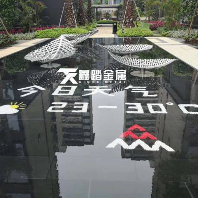 广场水池叶子主题雕塑 不锈钢树叶雕塑 来图可定制景观小品雕塑摆件