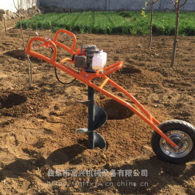 富兴四轮栽树挖坑机 农田山地植树打坑机 悬挂式种树打孔机厂家