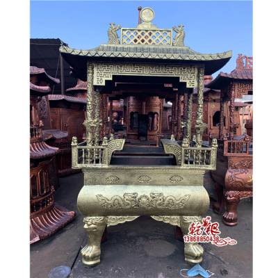 寺庙铸铁大香炉祠堂陵园景区寺院长方形四龙柱香炉佛教工艺品插香拜佛