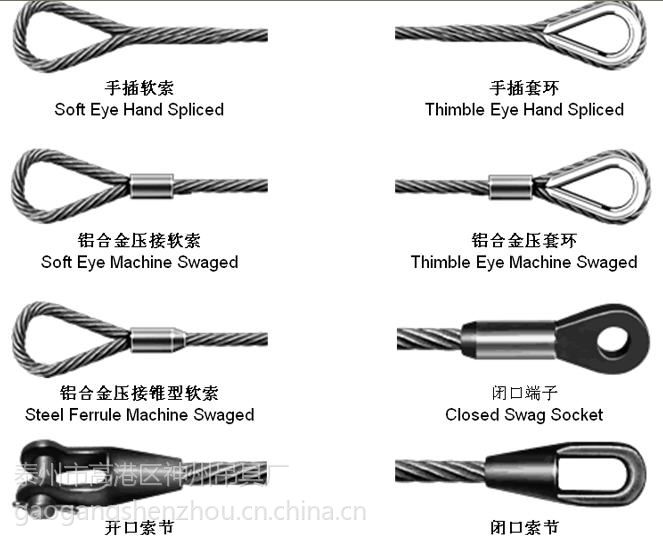 神州sw050钢丝绳索具拉力,压制钢丝绳索具技术参数,插编钢丝绳索具