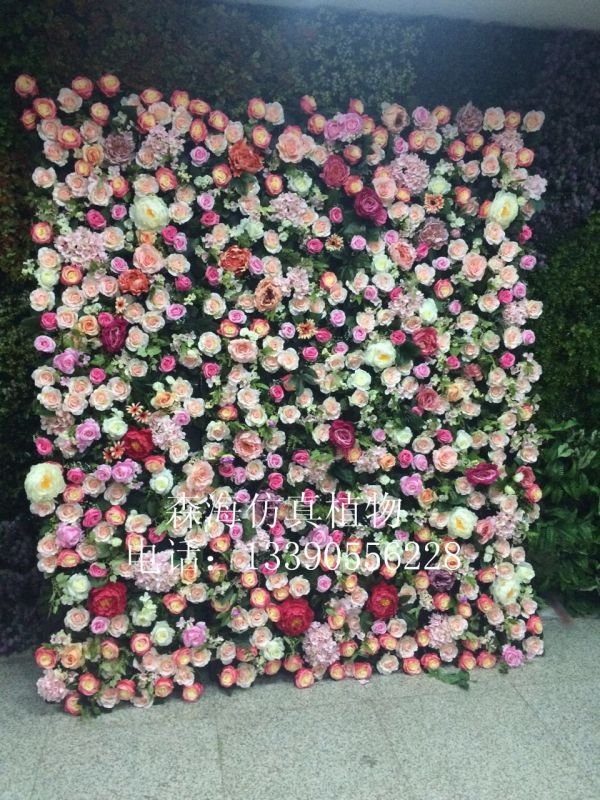 新仿真植物墙摄影背景墙婚礼绢花墙发布会派对聚会墙面装饰玫瑰墙