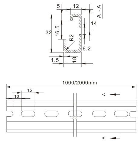 生产优质电气导轨 钢质导轨 断路器配件 g32-15(1.2/1米) 钢轨