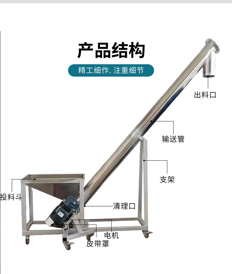 猫砂上料机厂华之翼机械生产不锈钢材质螺旋绞龙式输送提升机