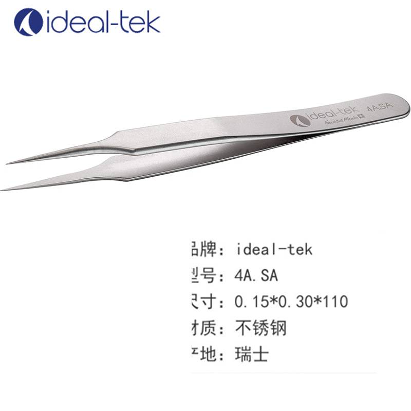 ideal-tek 防静电镊子 4A.SA 不锈钢抗磁微电子组装尖头镊子