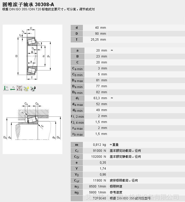 德国fag原装进口水泥机械轴承 30308a 圆锥滚子 天津经销******