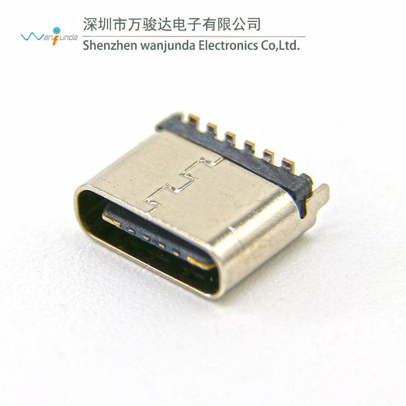 type c 6p快充母座 type-c立貼充電母座 usb 3.1立式貼片6.8h