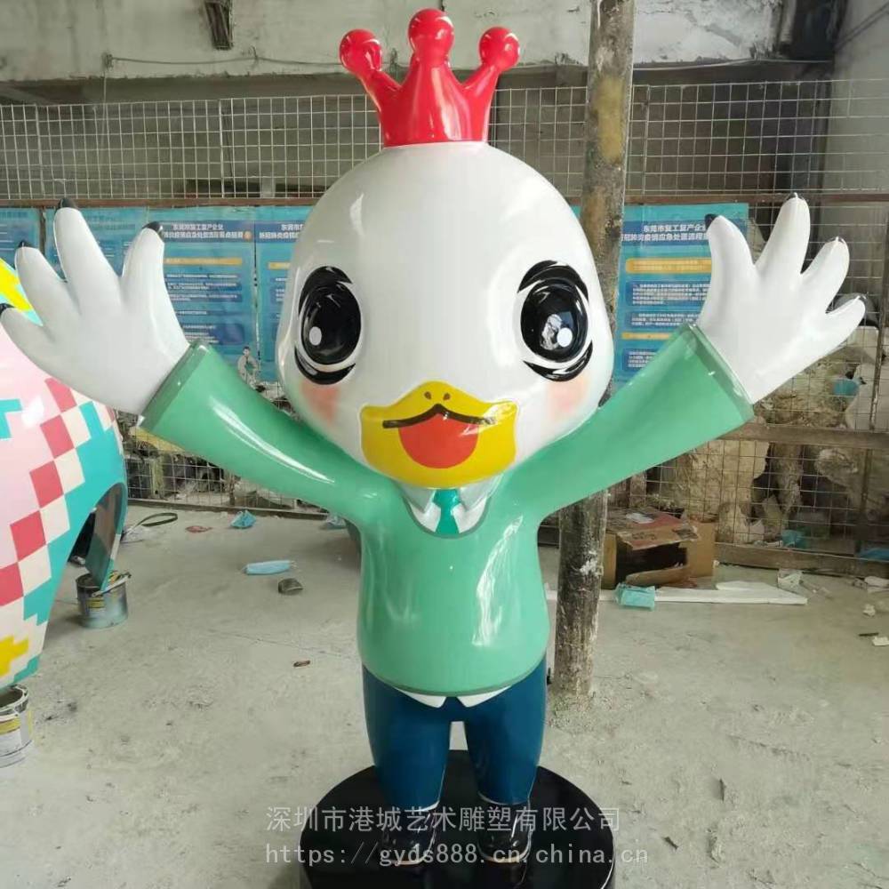 广州门店吉祥物玻璃钢卡通鸡雕塑 功夫小鸡仔雕塑