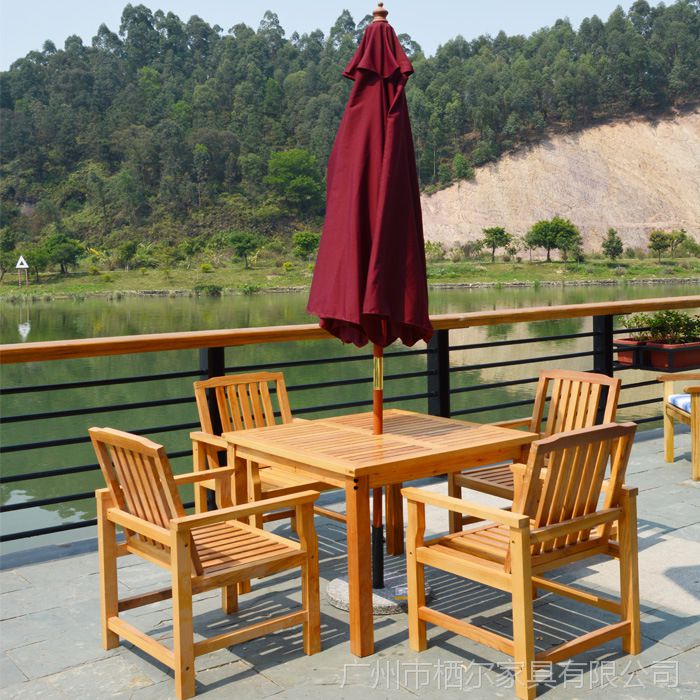 户外实木桌椅套装室外阳台咖啡厅实木家具组合庭院花园防腐木桌椅定制