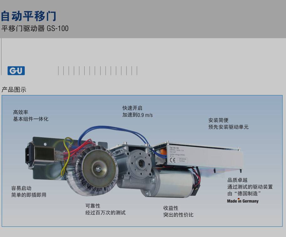 德国GU格屋自动门电机GS-100平移门感应门平滑门GS-360北京安装维修保养