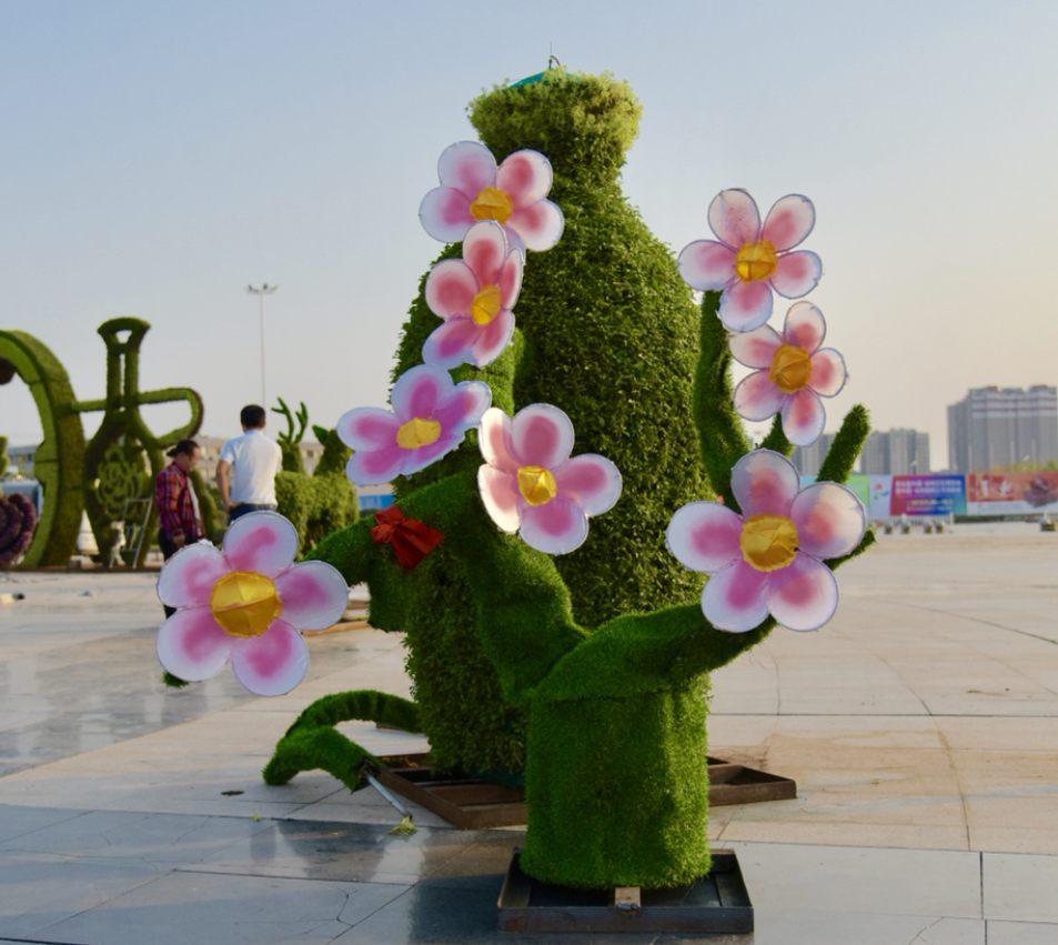 陕西铜川祥云造型花雕室外真植物绿雕制作厂家