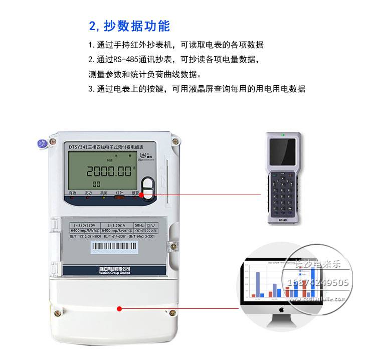 威勝dssy331-md3三相三線電子式預付費電錶 ic卡485通訊電錶 尖峰平谷