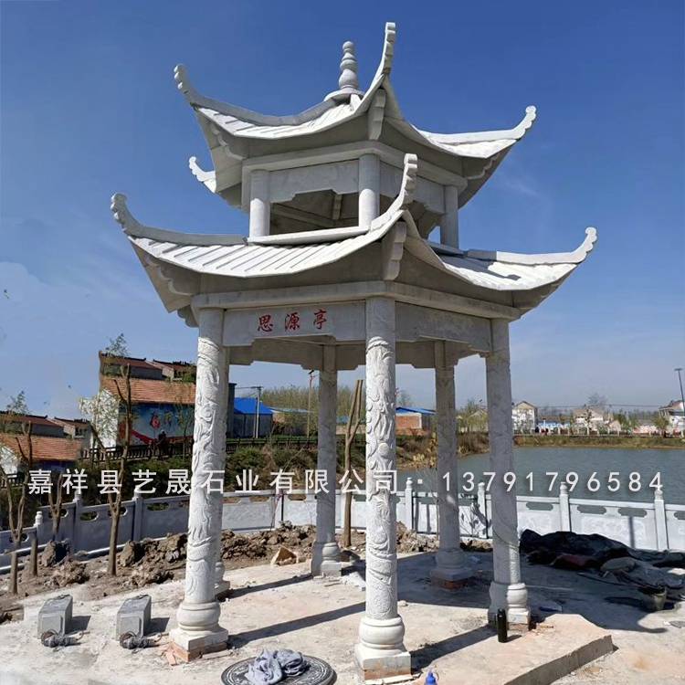现货厂家晚霞红中式六角亭子公园
