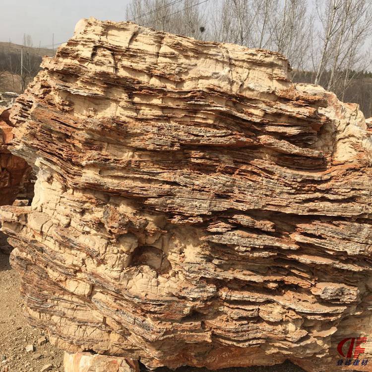 登峰供应黄色千层石石叠制假山叠水造景积层岩