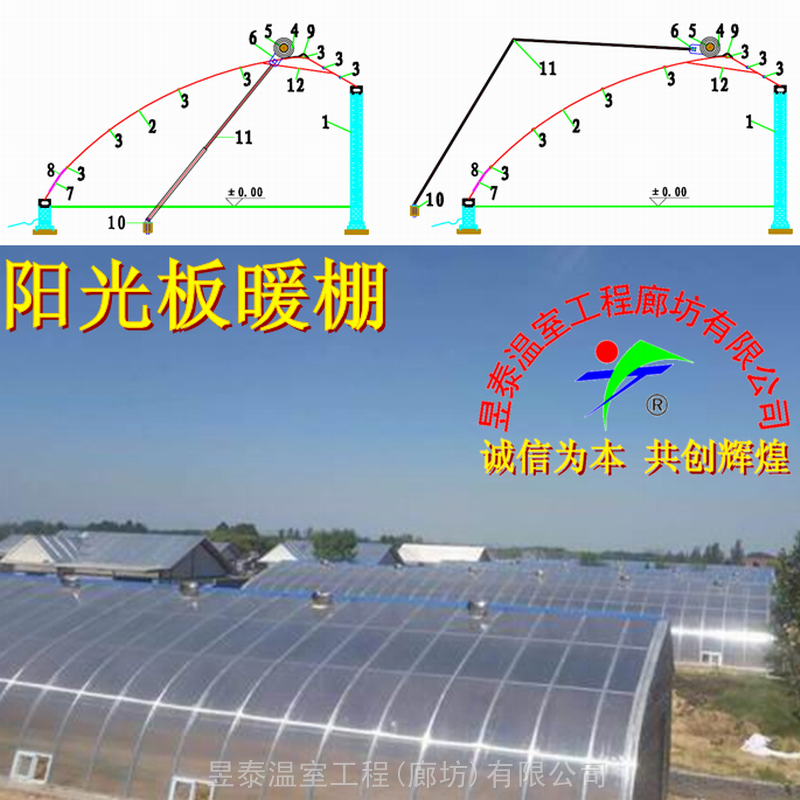 日光温室大棚阳光板大棚几字钢大棚蔬菜大棚昱泰温室设计建造