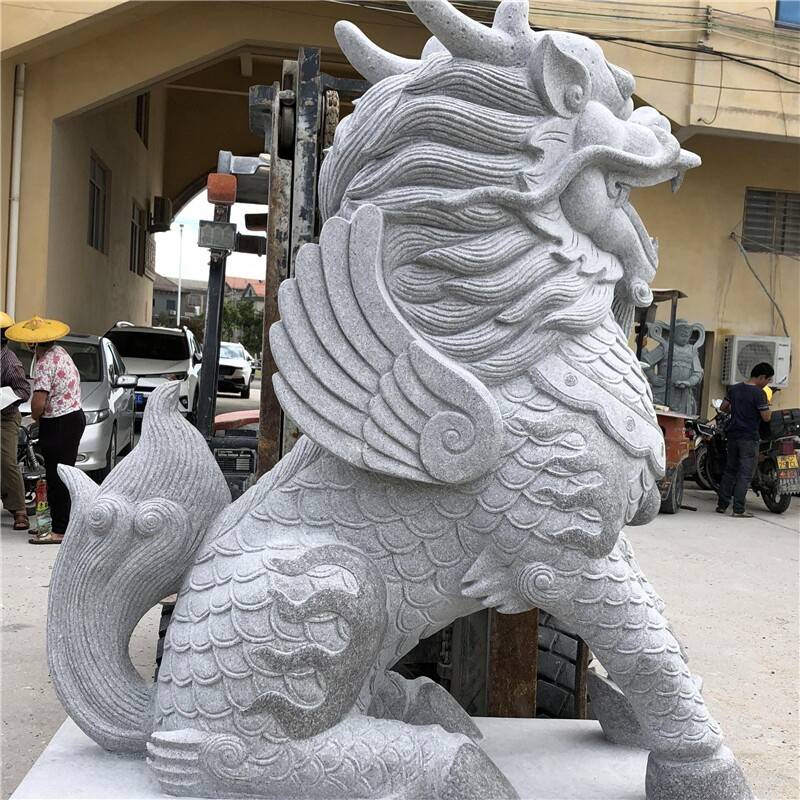 和之芝麻白石雕麒麟含义各种动物雕塑款式设计别致可定制