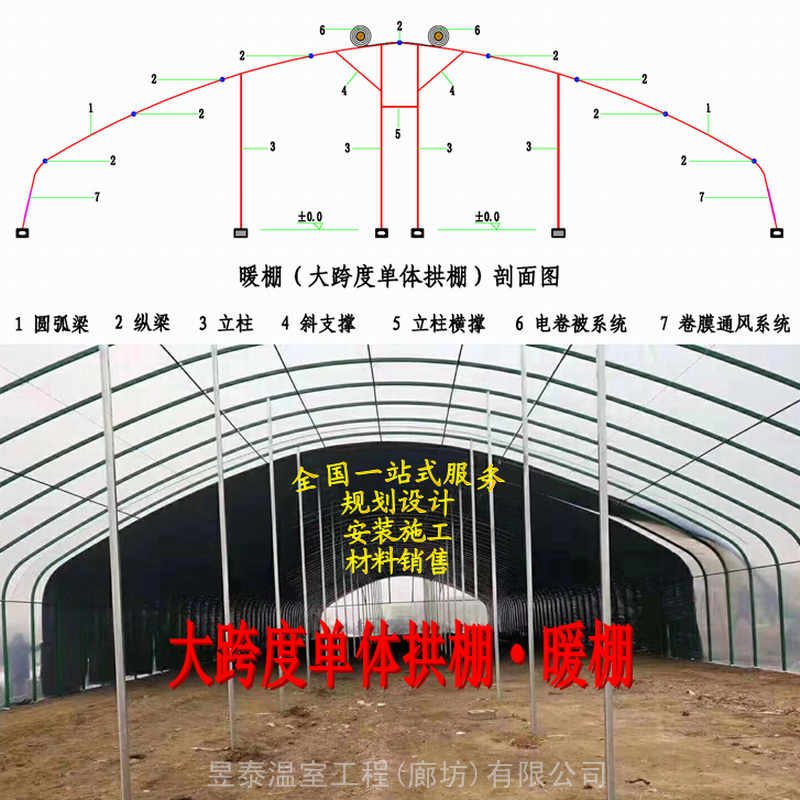 单体拱棚暖棚几字钢大棚椭圆钢管大棚薄膜棉被大棚昱泰温室大棚