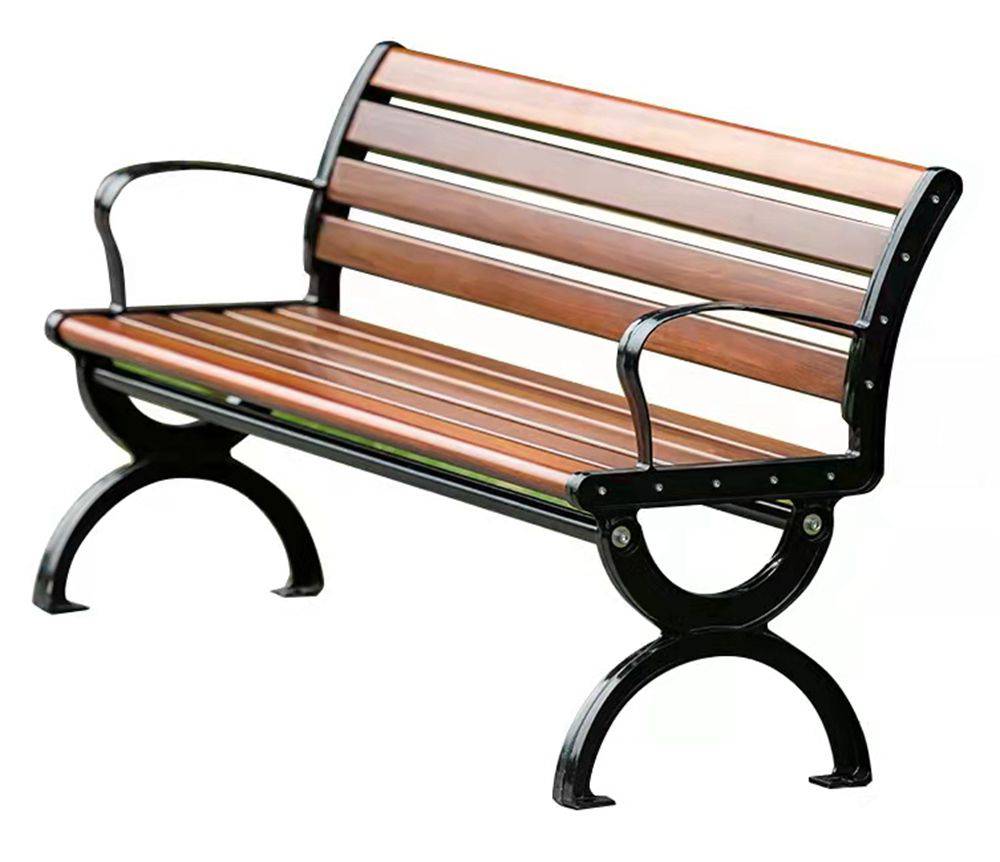 户外长椅公园椅 靠背休闲广场庭院椅子 防腐木凳子 塑木长条座椅