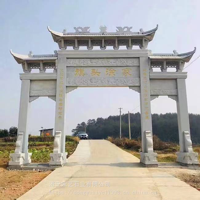 石雕牌楼石雕牌坊寺院景区村口园林花岗岩石雕制作