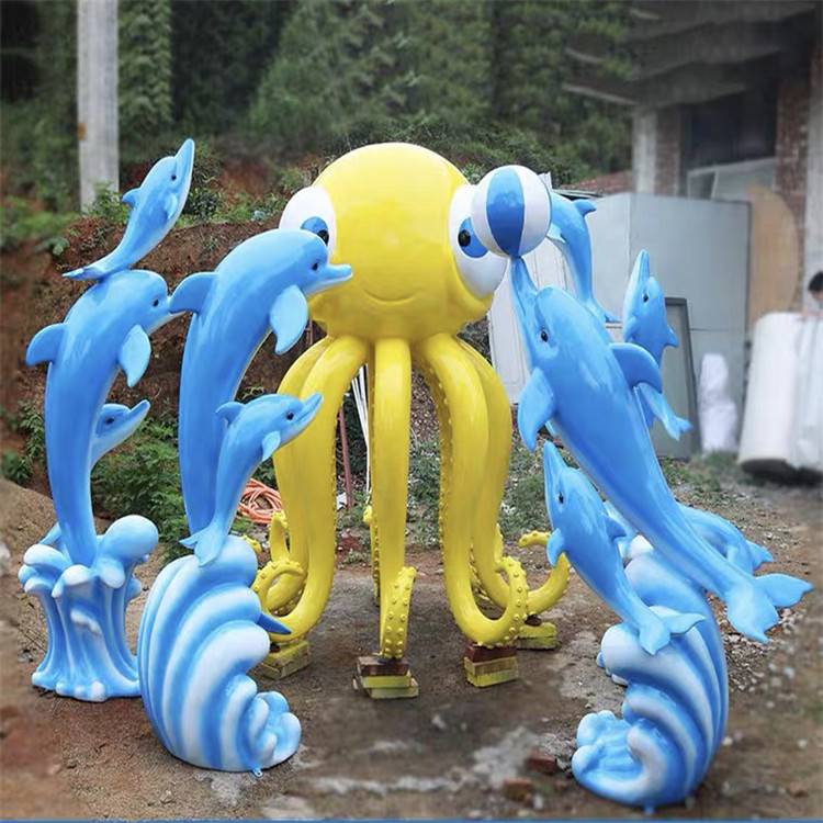 广州玻璃钢雕塑玻璃钢水母雕塑户外海洋生物雕塑定做厂家