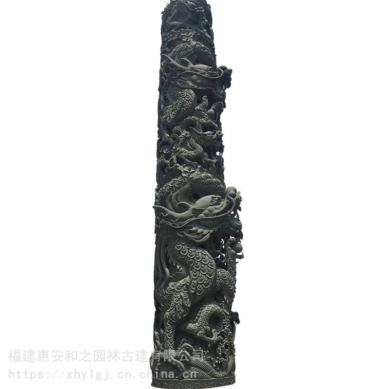 台北北方石雕龙柱的风格寺庙本地石头古代石柱子石柱加工厂