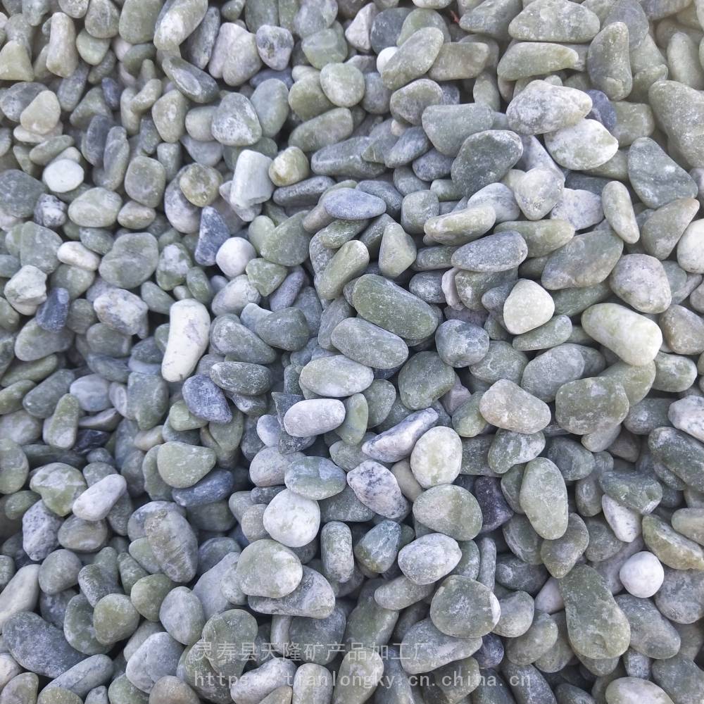 天隆水磨石厂家洗米石机制鹅卵石铺路绿化白色黑色红色黄色