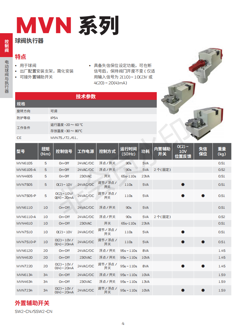 霍尼韦尔MVN6105浮点调节开关球阀执行器