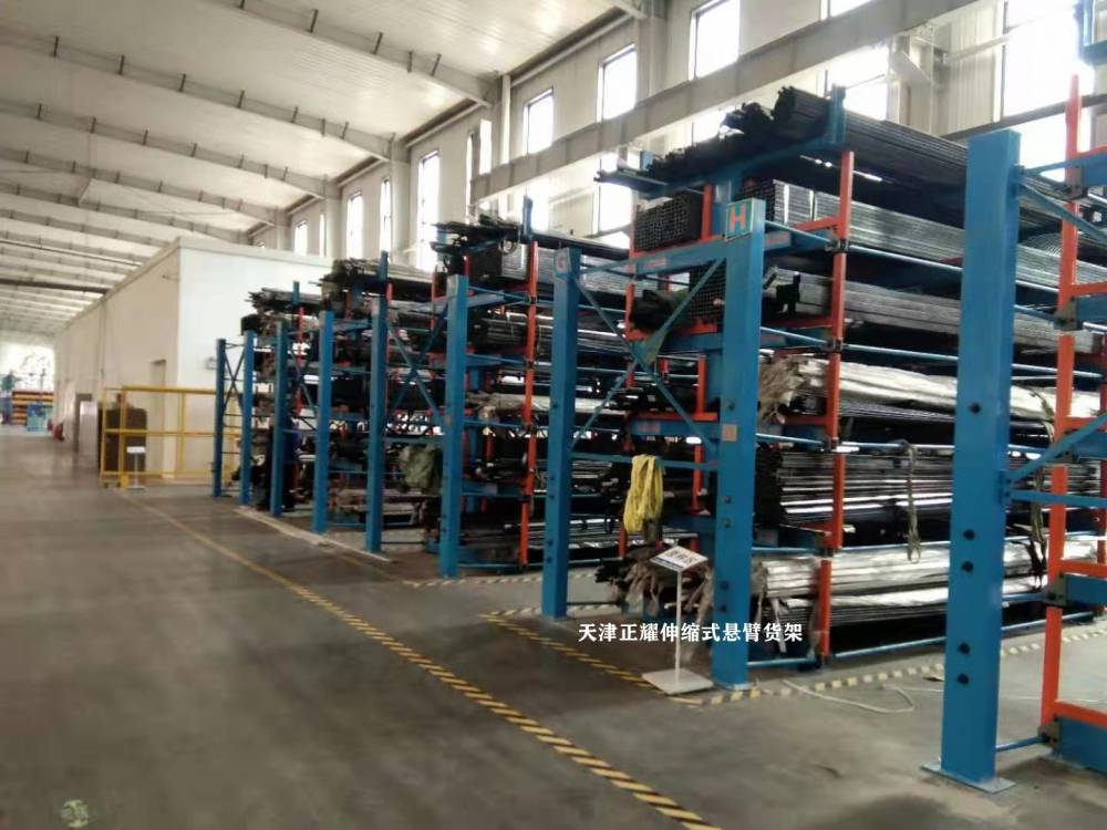 12米管材上架存放管理 电动伸缩悬臂货设计图 4米钢棒码放