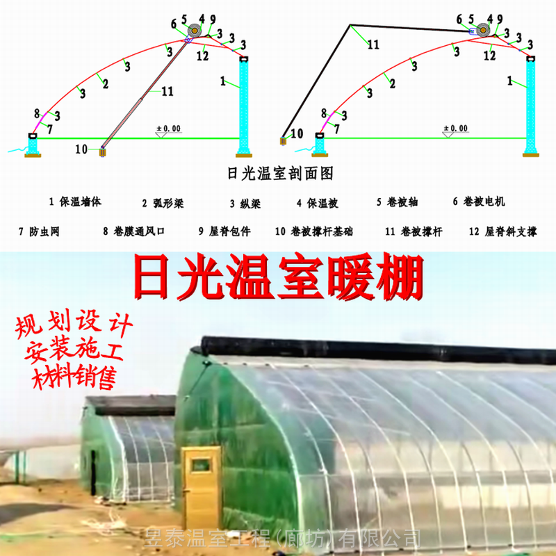 日光温室日光大棚薄膜蔬菜大棚椭圆管几字钢大棚设计施工厂家