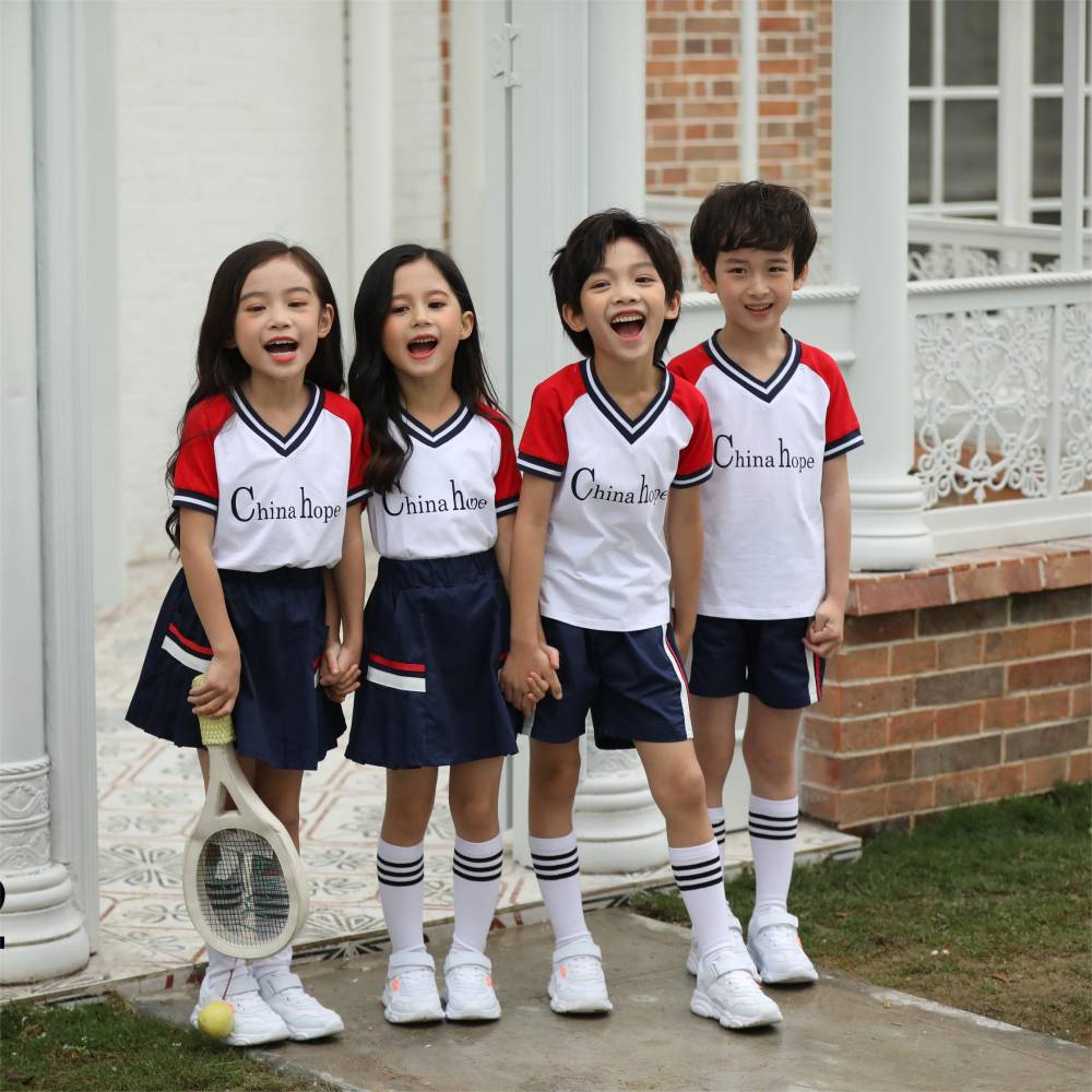 西安中学学生幼儿园园服定制长袖两件套秋季西安青蛙娃定购校服