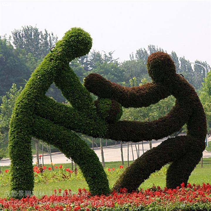 植物景观雕塑批发价供应线条动物人物使用的进口草丝制作绿雕
