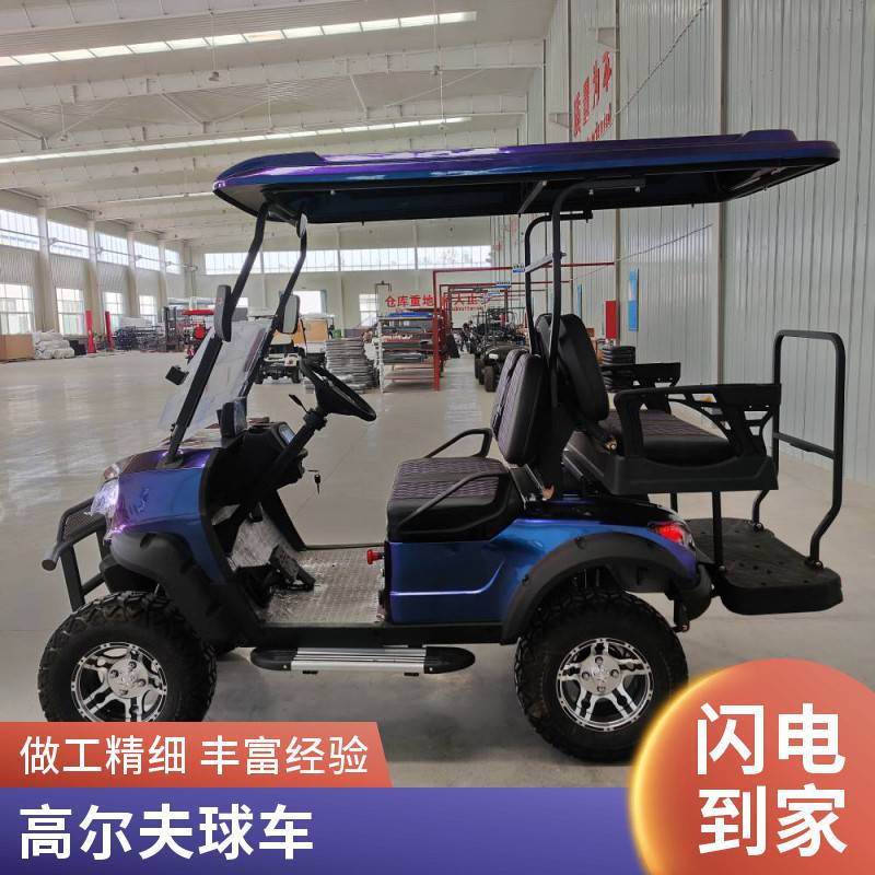 天津高尔夫球车 欧力朗金属紫渐变色高尔夫球车 景区巡逻车