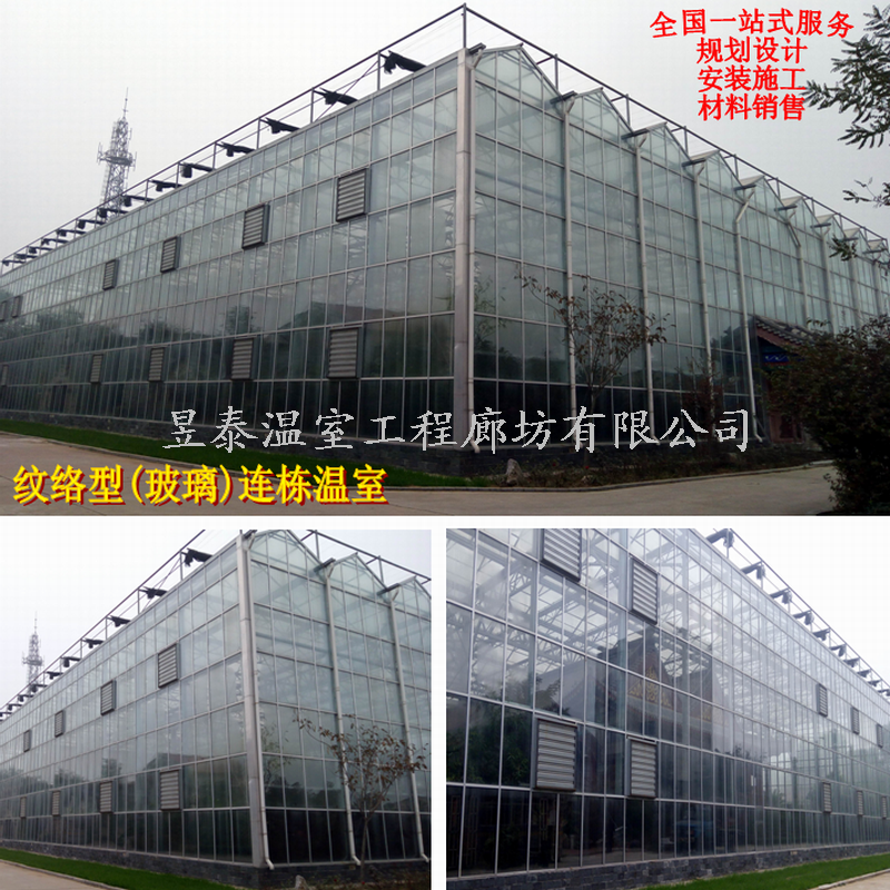 新型纹络玻璃智能连栋温室大棚设计施工建造专业厂家