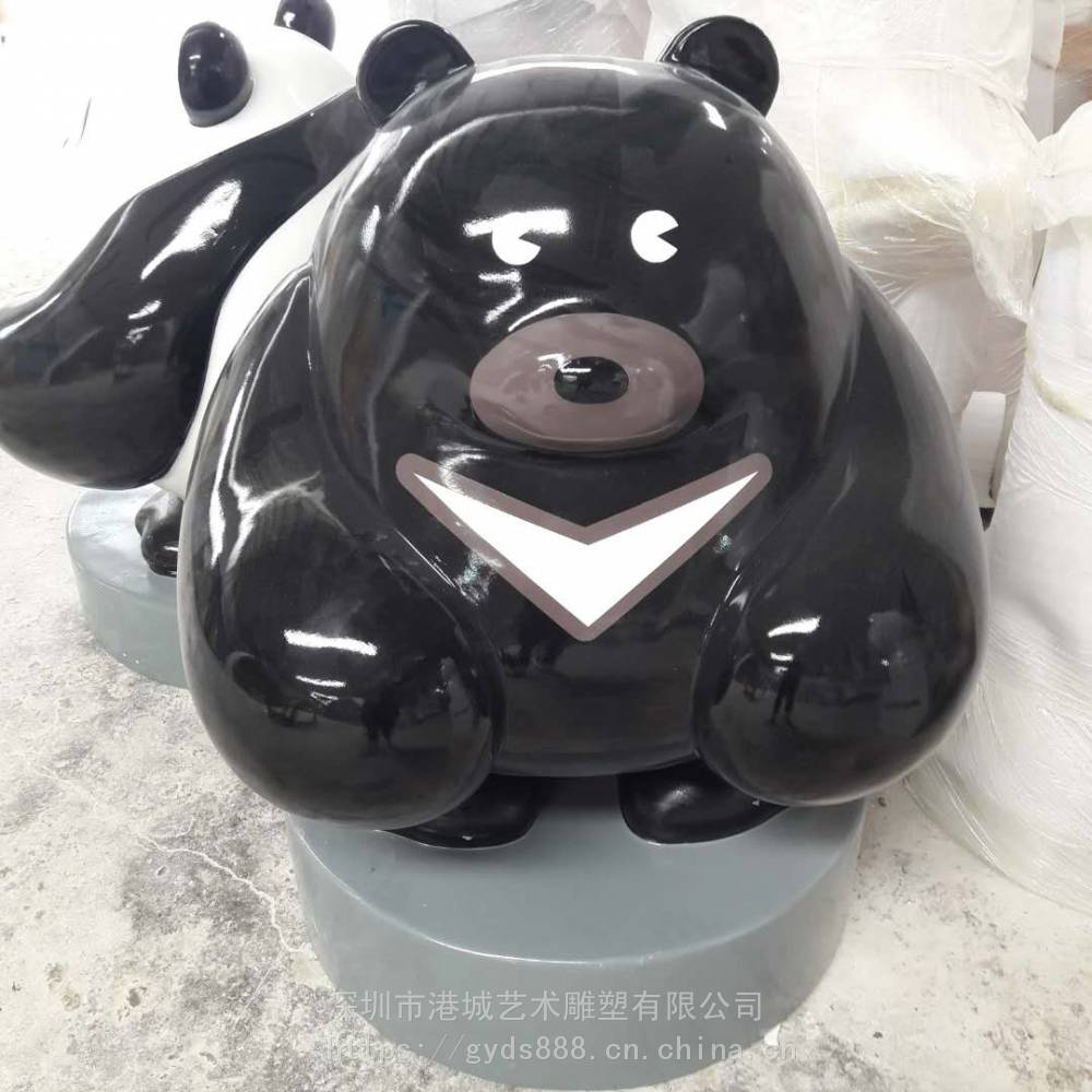 济南树脂纤维卡通熊猫动物模型雕塑玻璃钢抽象猫雕塑