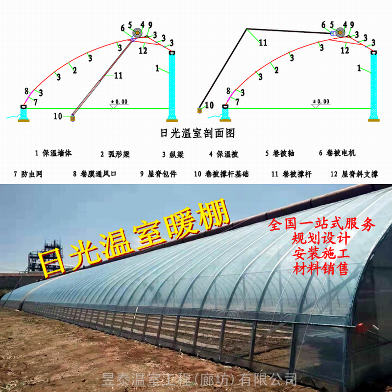 日光温室蔬菜大棚棉被保温农业大棚昱泰温室建造厂