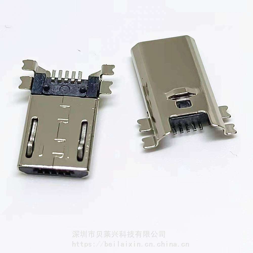 MICROUSB5P全贴式公头四脚贴板带弹带凸点有柱带卡勾