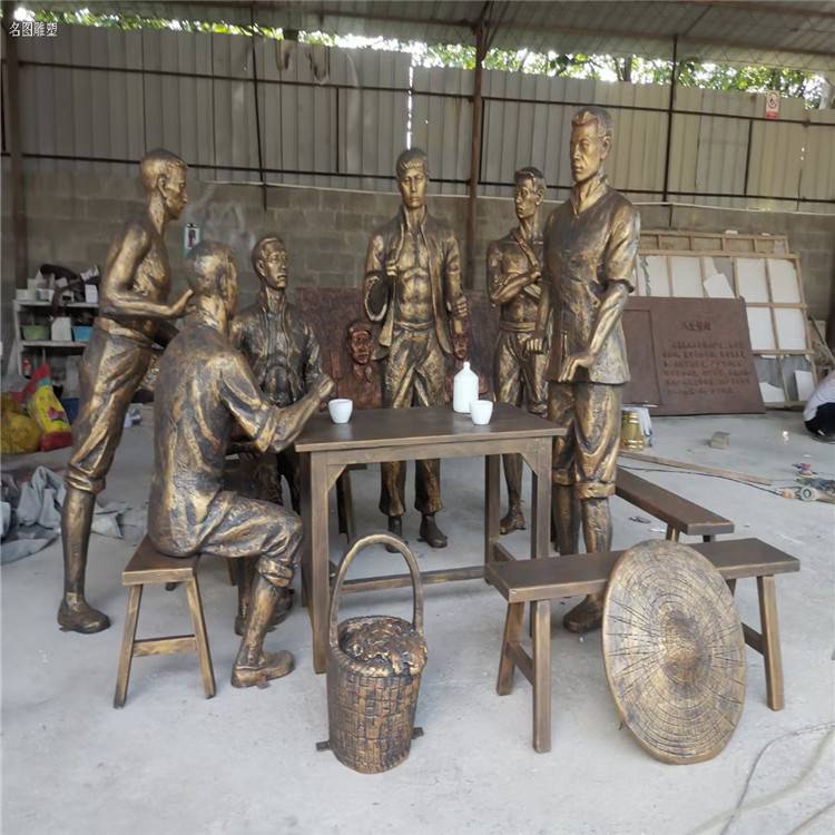 武汉玻璃钢人像雕塑公园景观工程仿铜人物雕塑