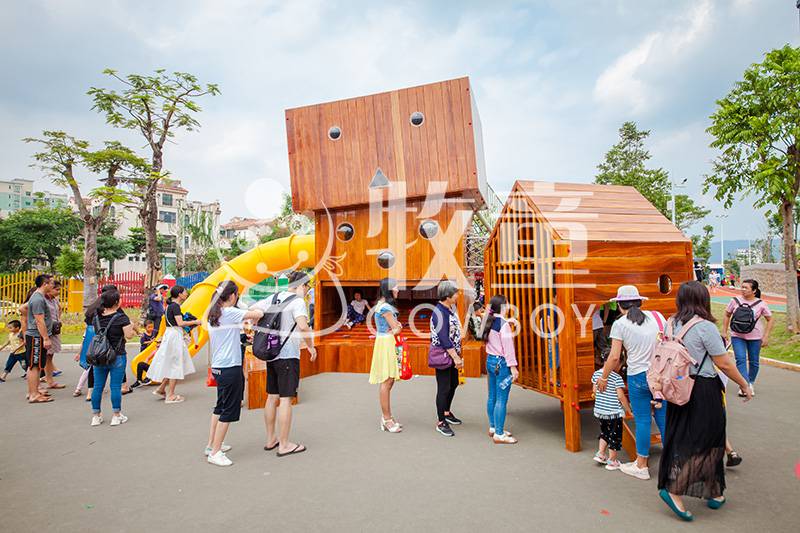 主題公園木製滑滑梯 兒童戶外木製滑梯設備】廣東清遠戶外大型木製