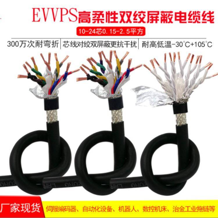 防油污耐老化高速运动信号控制线TRVVPS柔性拖链屏蔽双绞电缆