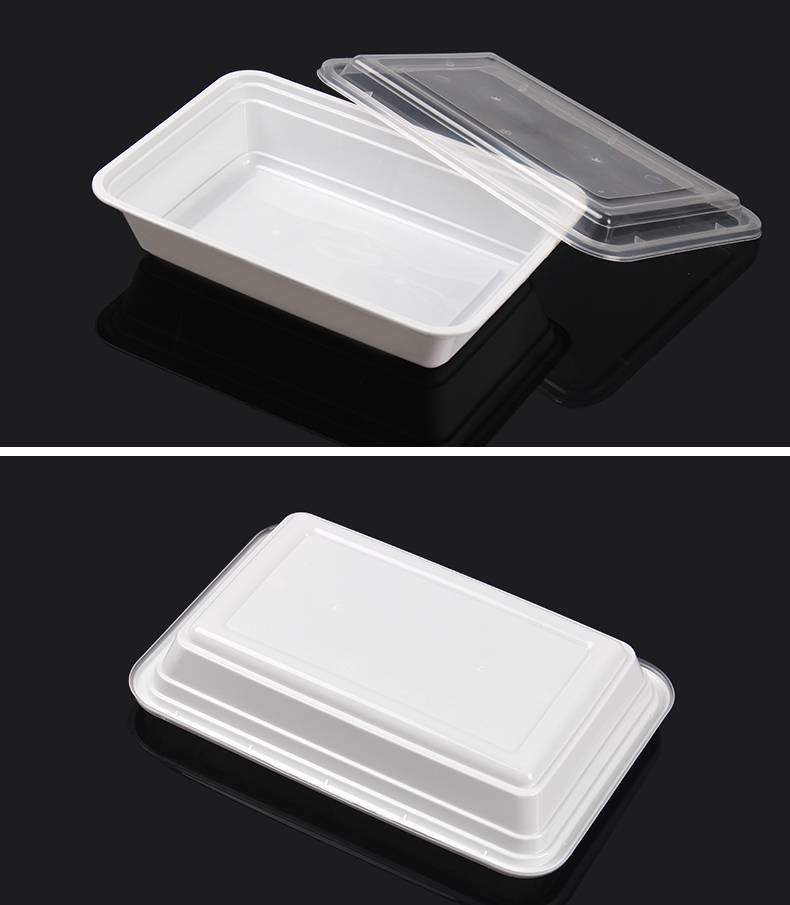赛卓 一次性餐盒1000ml快餐盒外卖塑料便当盖饭打包盒带盖长方形sz