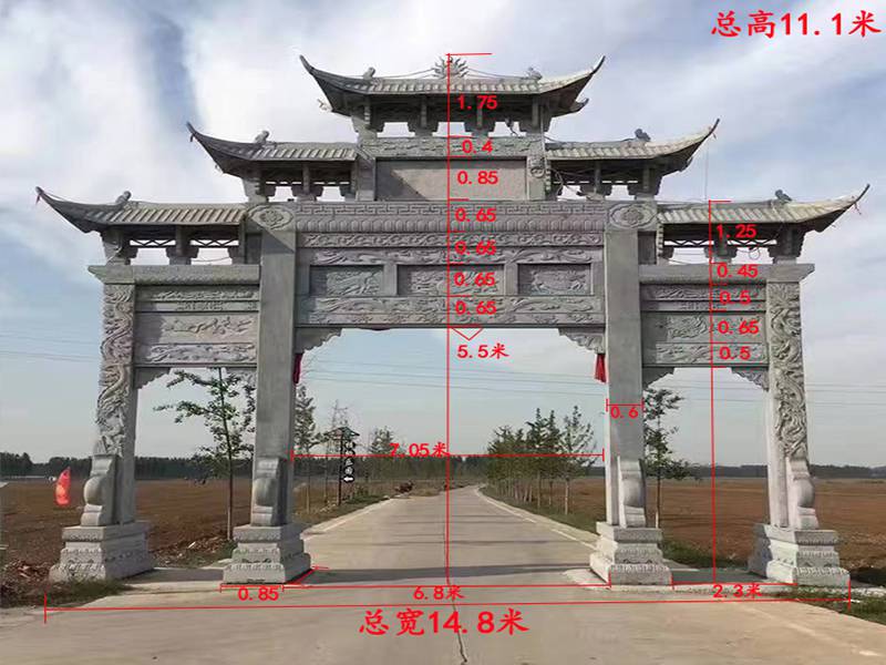 大型石雕牌楼新农村中式刻字牌坊景区公园入口标志性建筑