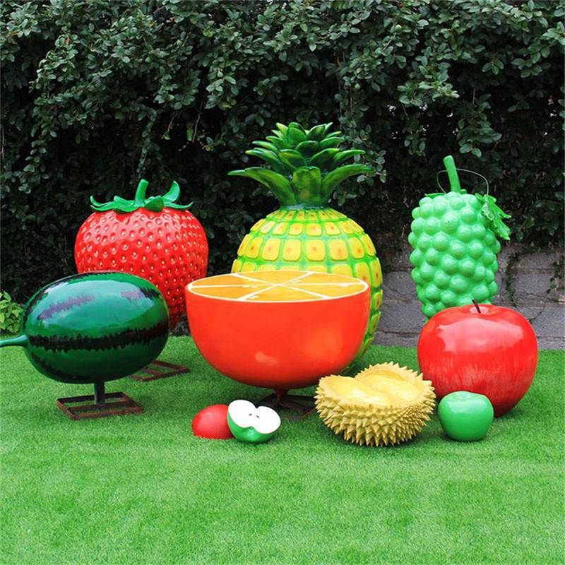 玻璃钢草莓雕塑仿真水果小品造型恒创景观果蔬摆件