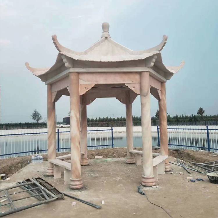 石雕凉亭花岗岩凉亭大理石单层六