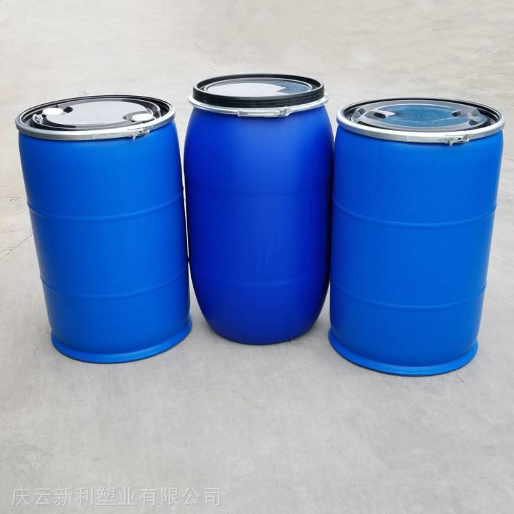 200升大口塑料桶200L开口塑料桶200升广口塑料桶蓝色法兰桶包箍桶供应