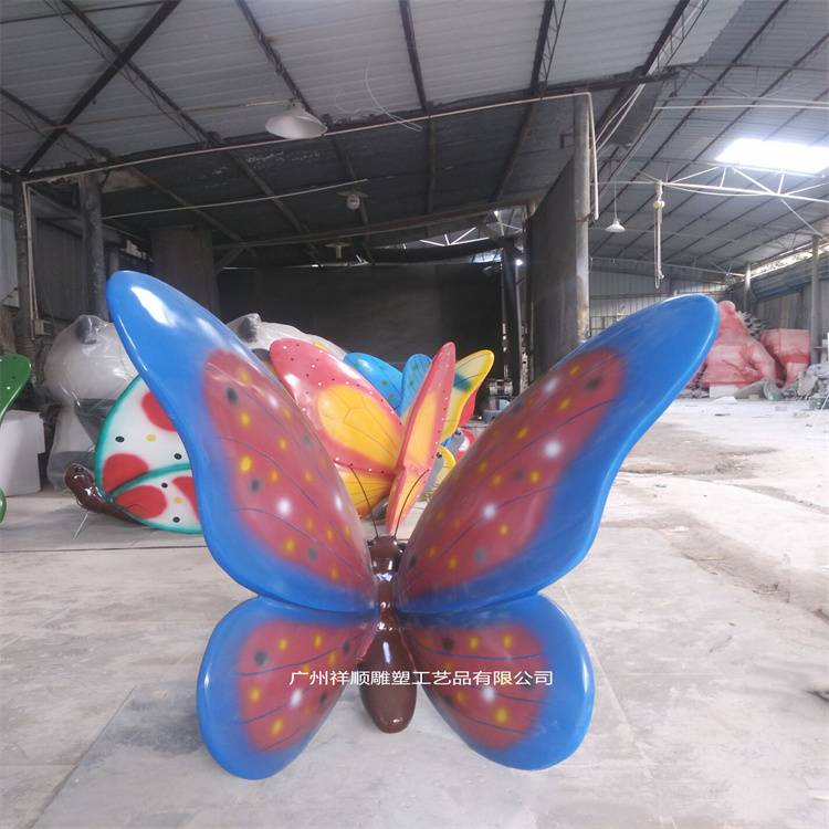 户外仿真动物昆虫雕塑玻璃钢彩绘蝴蝶雕塑祥顺生产厂家