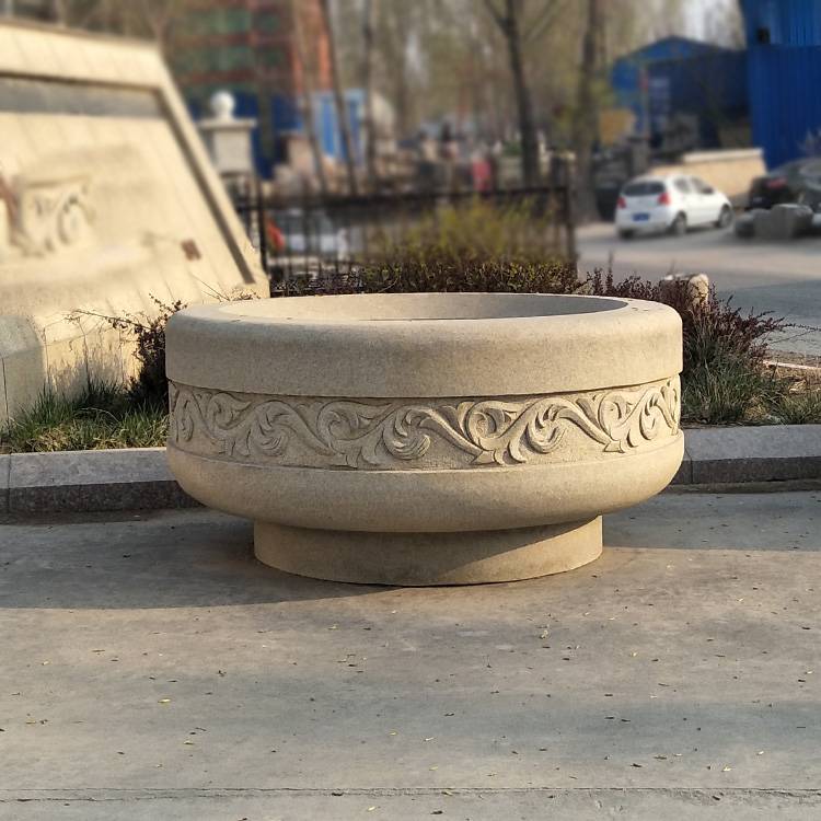 欧式黄锈石花盆石头花盆欧式大理石花盆 英翰雕刻厂家】价格_厂家