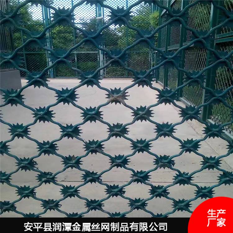 梅花刺片钢网墙看守所车行通道浸塑隔离网